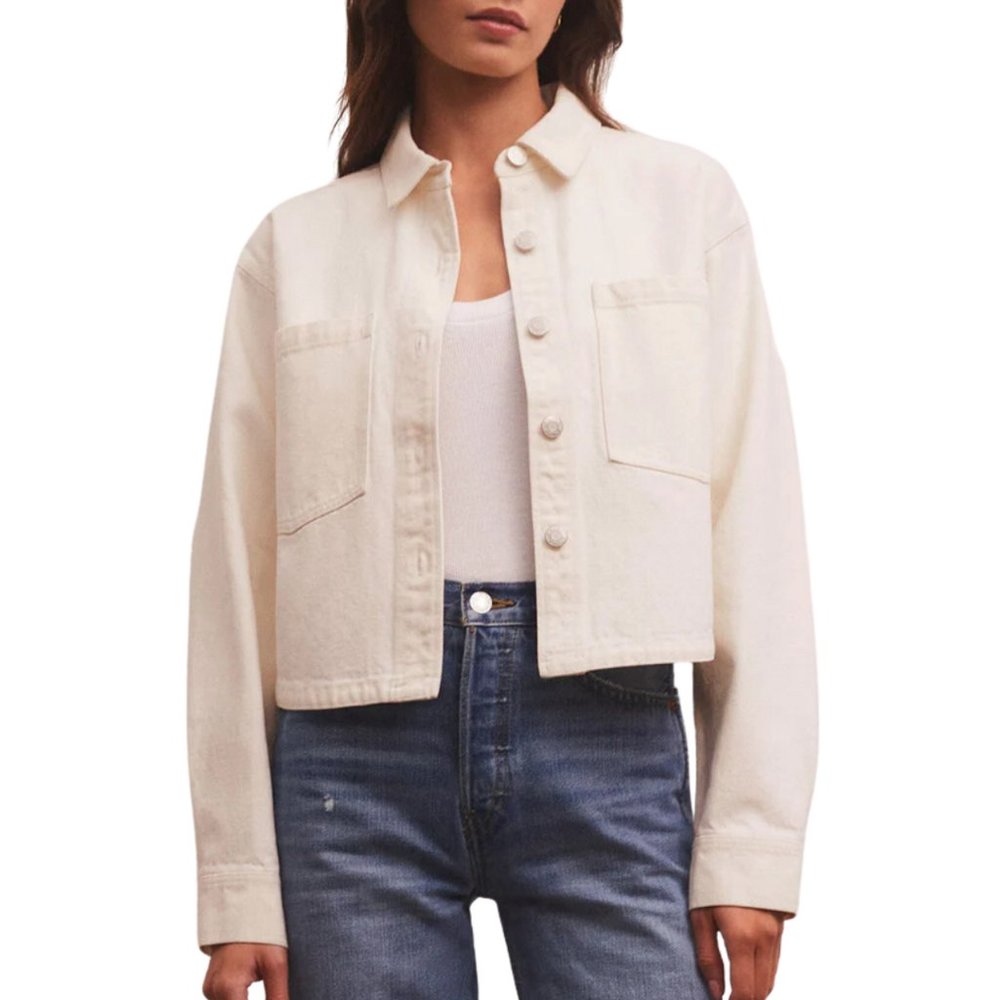 All Day CROPPED Denim Jacket Bone
